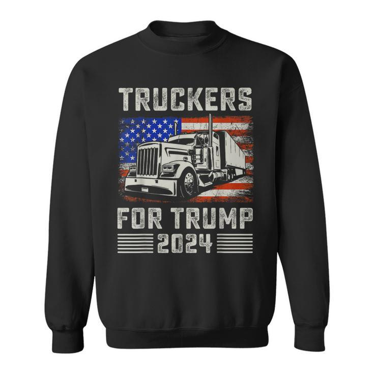 Truckers For Trump American Flag Trump 2024 Vintage Sweatshirt