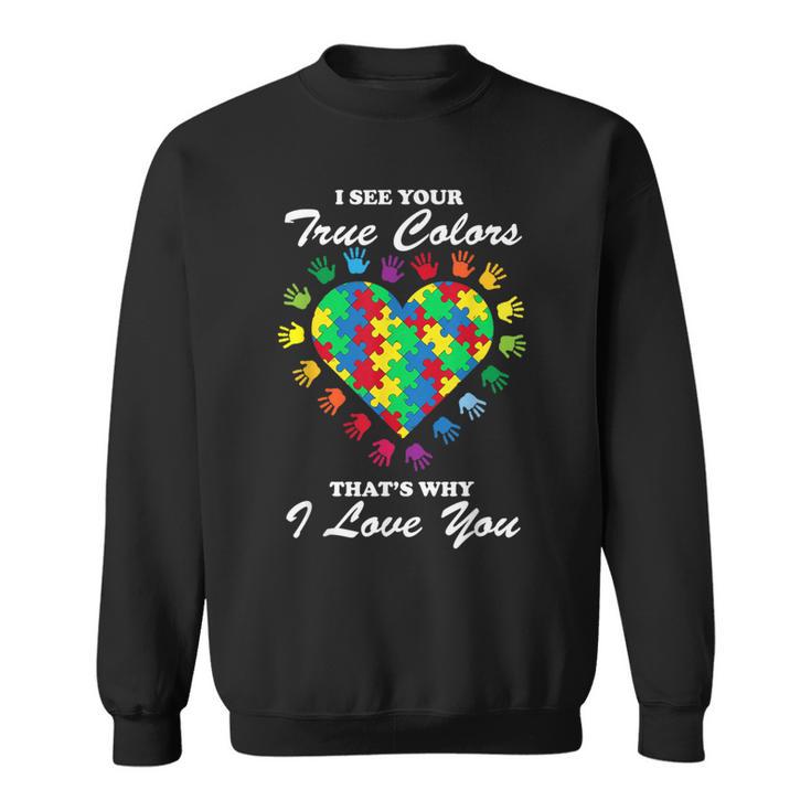 True Colors Heart Puzzle Cool Autism Awareness Sweatshirt