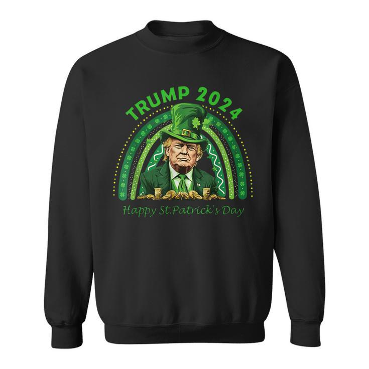 Trump 2024 Happy St Patrick Day Green Rainbow Sweatshirt