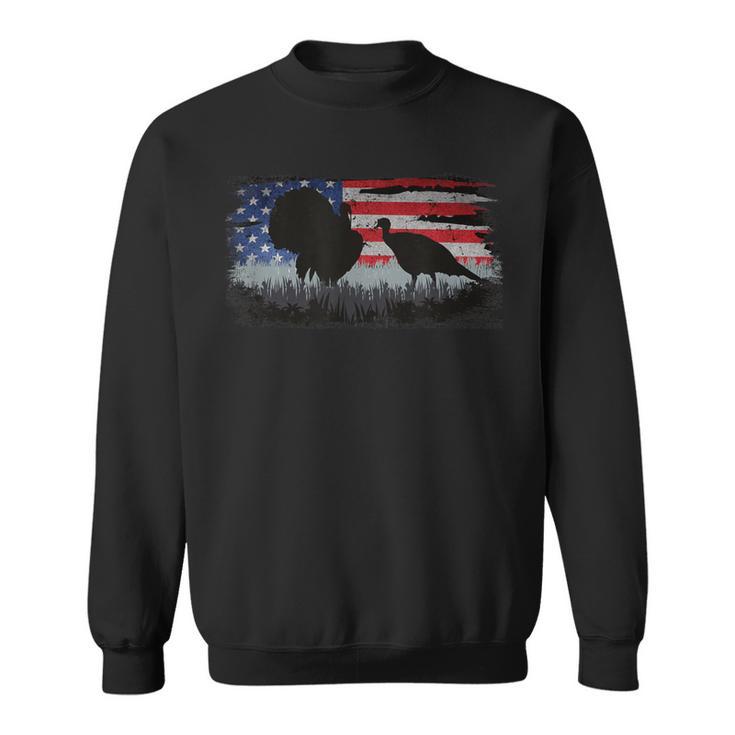 Turkey Hunter Fun Turkey Hunting Patriotic Usa Flag Sweatshirt