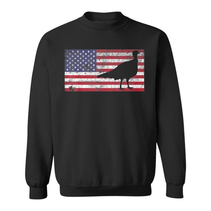 Turkey Hunting T American Flag Usa 4Th Of July Bird Sweatshirt