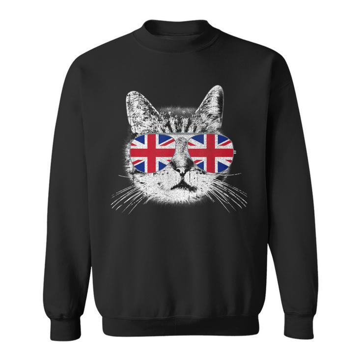 Uk Union Jack Flag English England Cat Lover British Sweatshirt