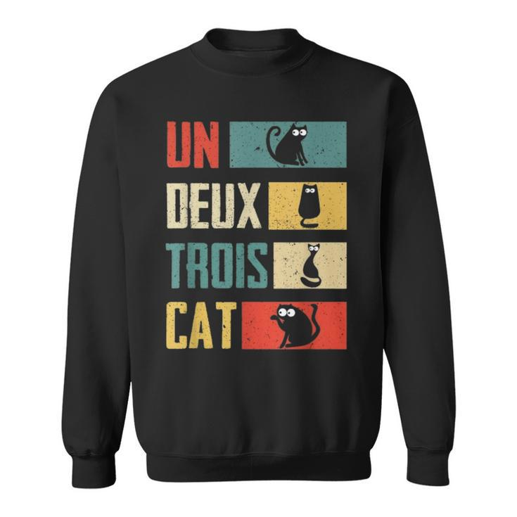 Un Deux Trois Cat Vintage French Joke Cat Lovers Sweatshirt
