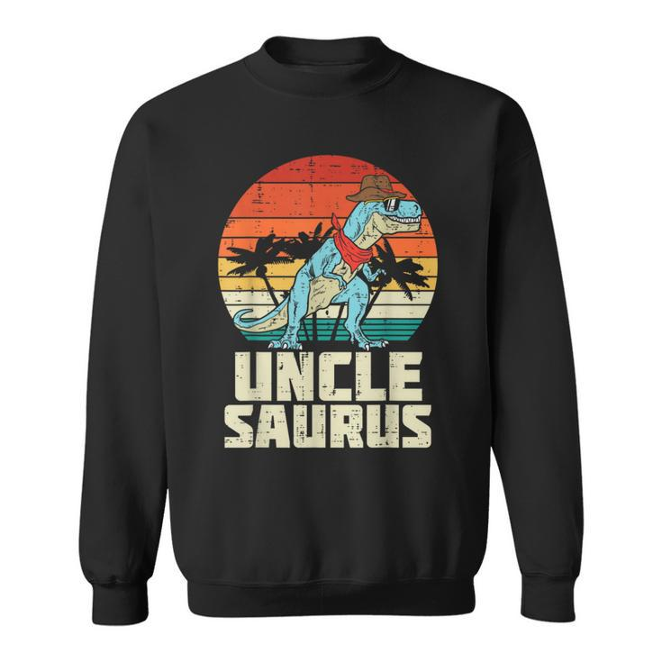 Unclesaurus Trex Dinosaur Sunset Retro Fathers Day Dino Men Sweatshirt