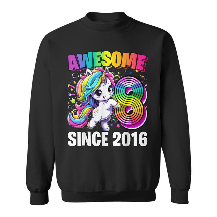 Unicorn 8Th Birthday 8 Year Old Unicorn Party Girls Outfit Sweatshirt