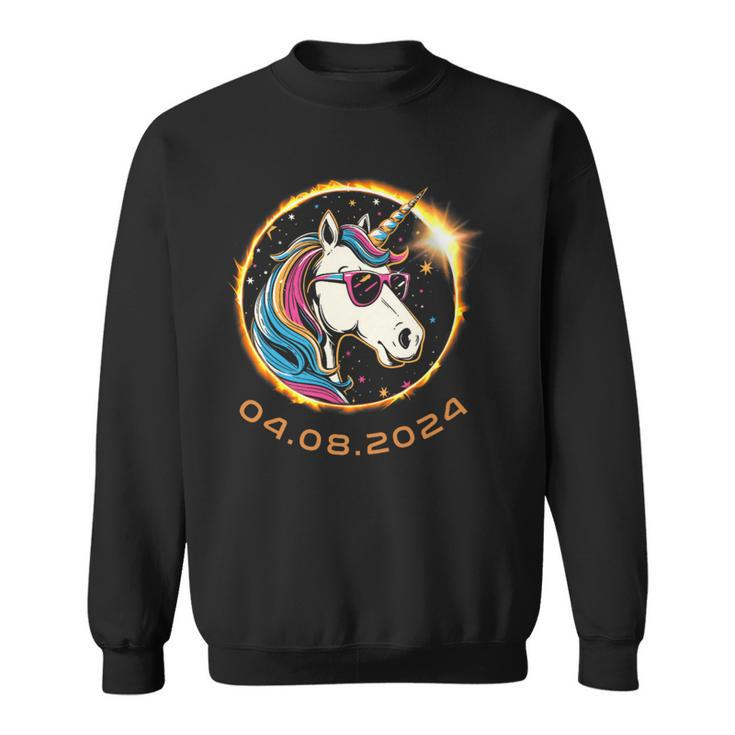 Unicorn With Sunglasses Total Solar Eclipse 2024 Sweatshirt