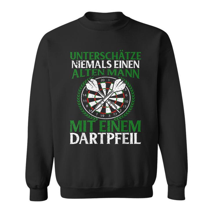 Unterschätze Niemals Alten Mann Mit Dartpfeil Darts Black Sweatshirt