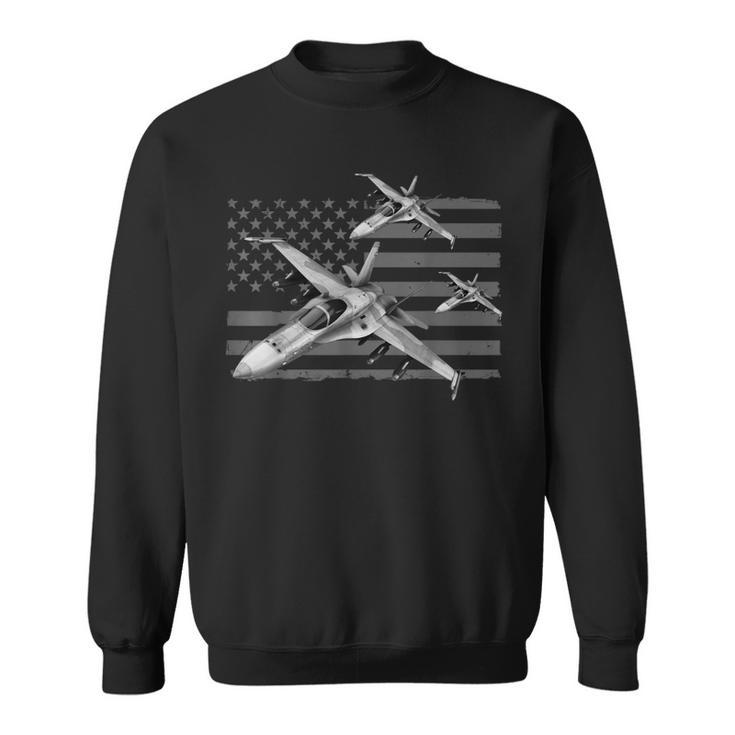 Us Jet Fighters Squadron American Flag Graphic Sweatshirt