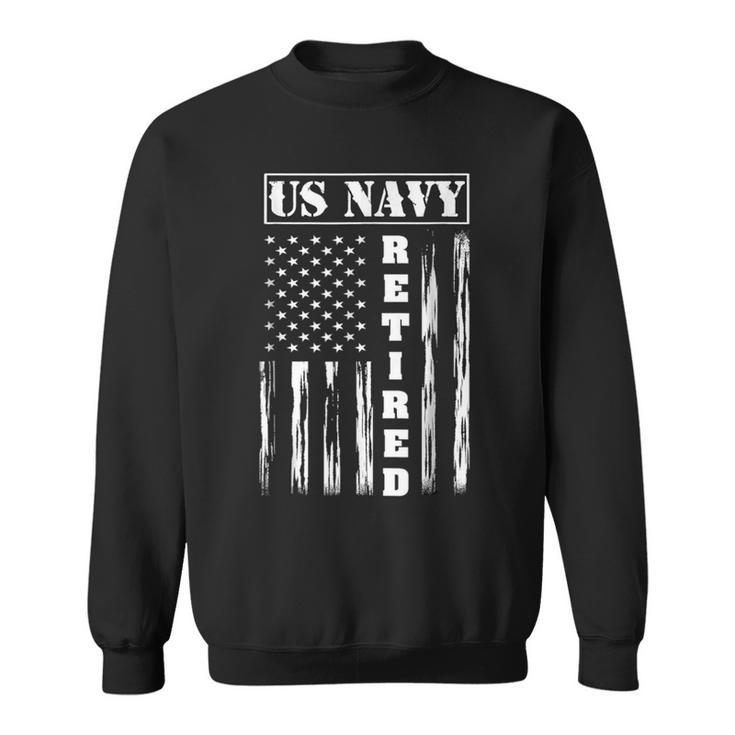 Us Navy Retired Distressed American Flag Sweatshirt