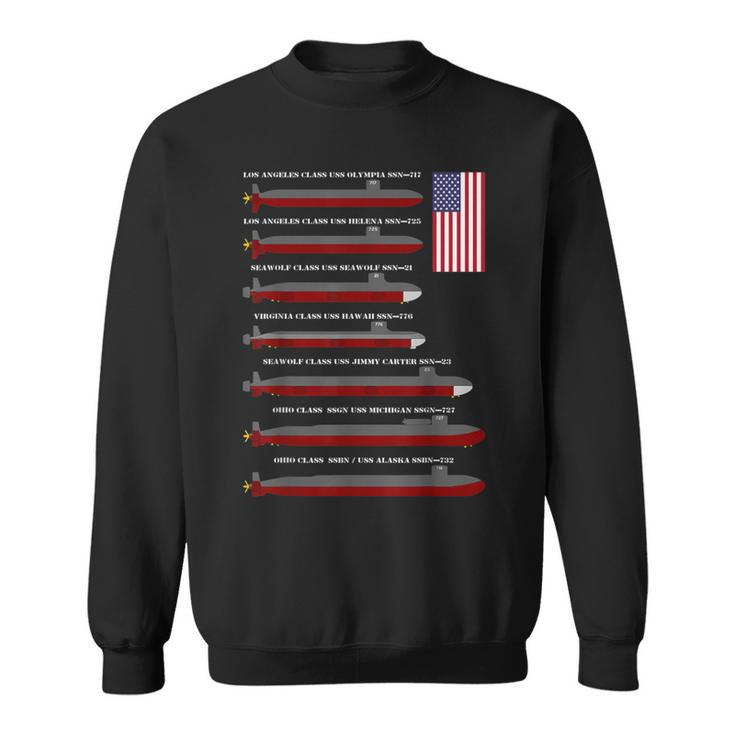 Us Navy Submarines American Nuclear Subs Flag Sweatshirt