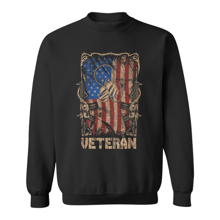 US Veteran Memorial Day American Flag Vintage Sweatshirt