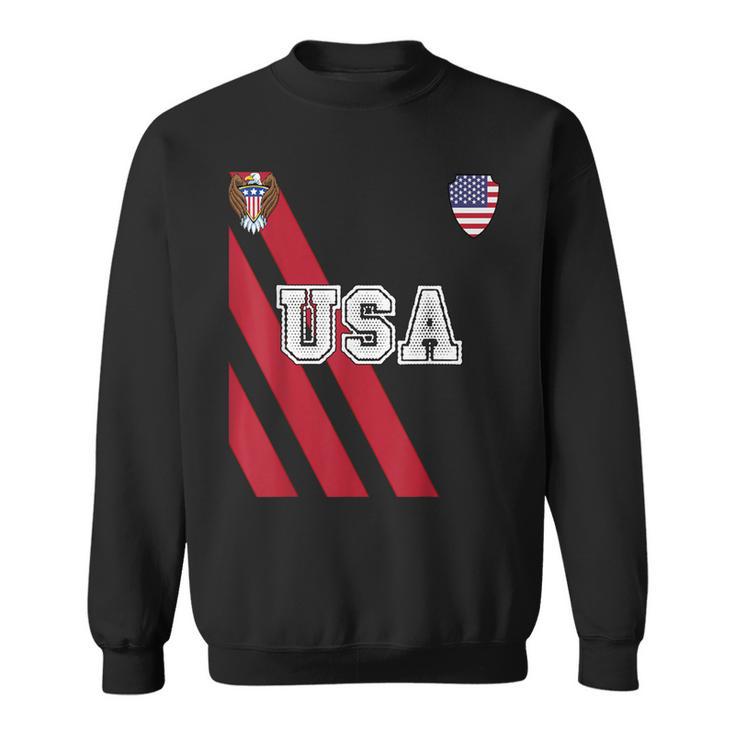 Usa America Soccer Jersey Red Blue Football Ball Travel Sweatshirt