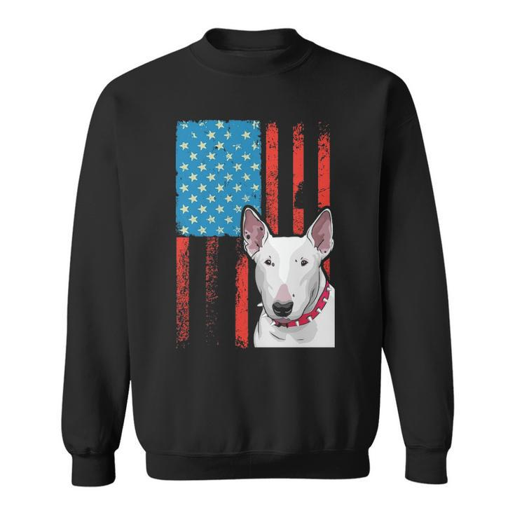 Usa American Flag  Patriotic Dog Bull Terrier Sweatshirt