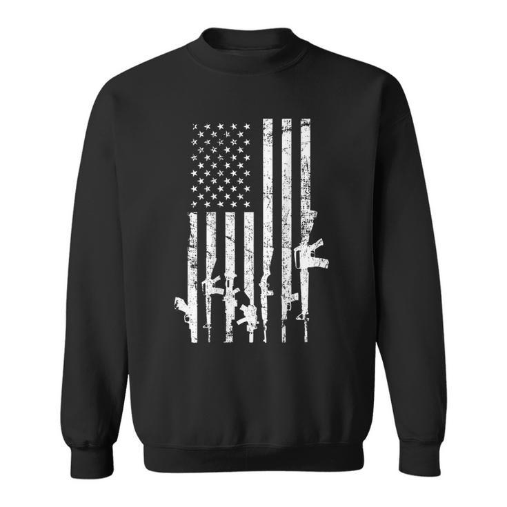 Usa Distressed Flag Guns Pro Gun 2Nd Amendment On Back Sweatshirt