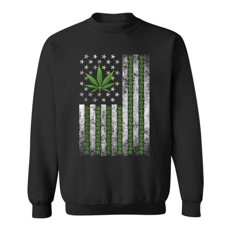 Usa Flag Marijuana Weed Leaf Flag Cannabis Stoner 420 Sweatshirt