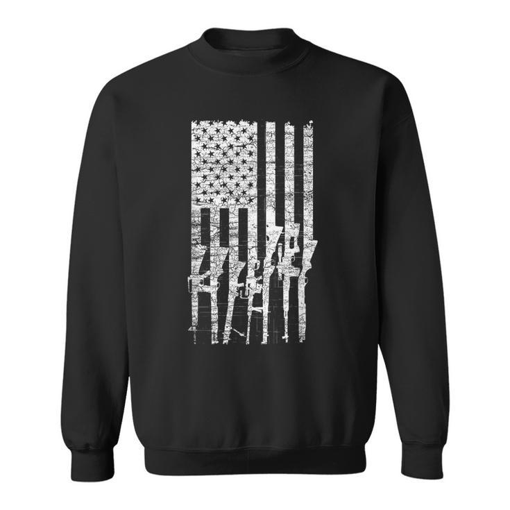 Usa Guns Weapons Flag Rifles Stripes Military White Sweatshirt