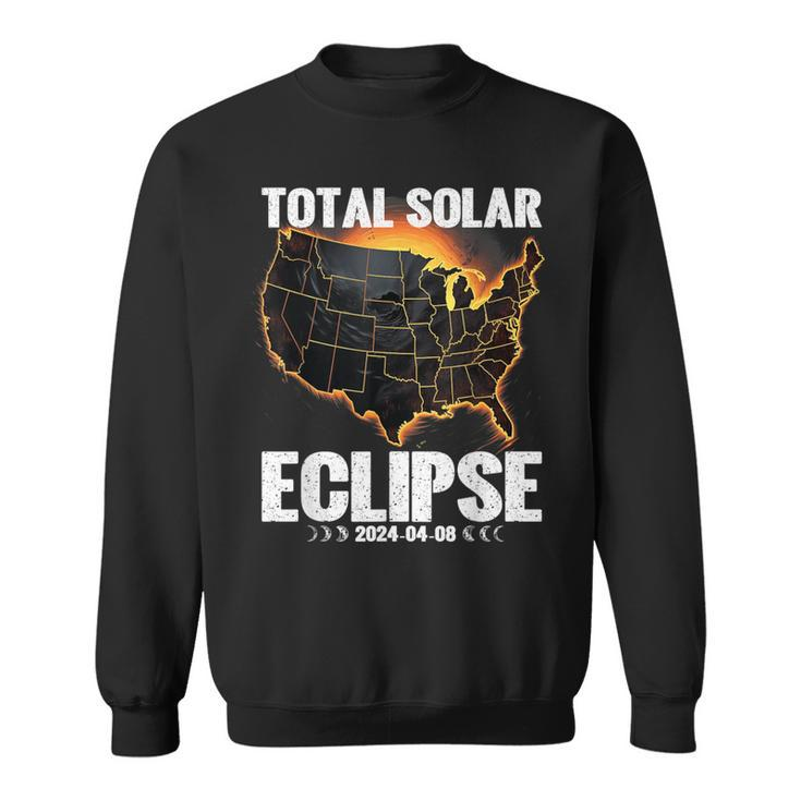 Usa Map 8 April 2024 Total Solar Eclipse 2024 Sweatshirt