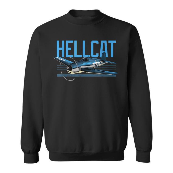 Usa Military Warbird Airplane Hellcat Wwii Vintage Fighter Sweatshirt