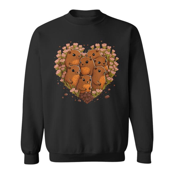 Valentine's Day Groundhog Heart Sweatshirt