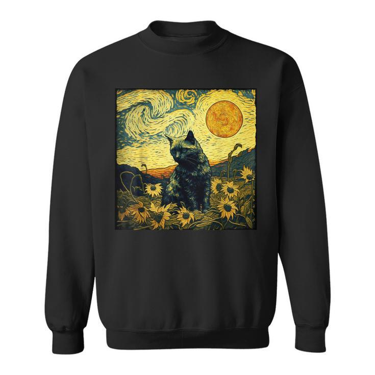 Van Gogh Cat Sweatshirt