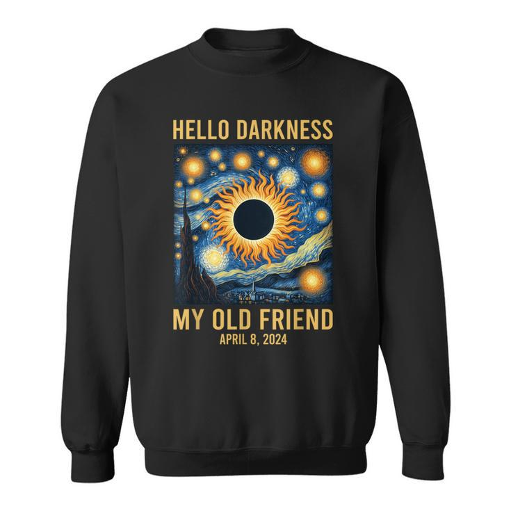 Van Gogh Starry Night Hello Darkness Solar Eclipse 2024 Sweatshirt