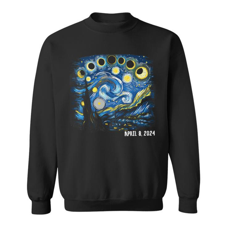 Van Gogh Starry Night Total Solar Eclipse 2024 Sweatshirt