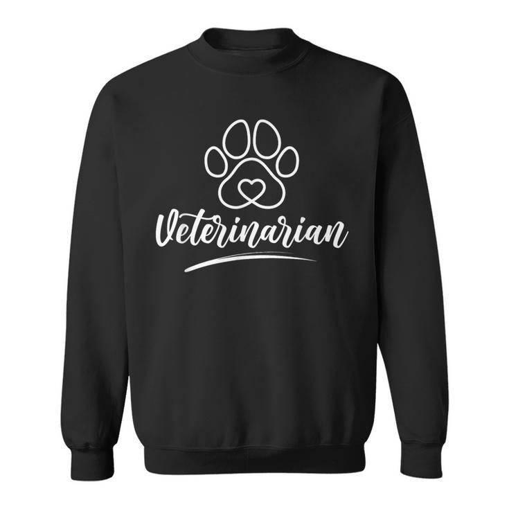 Veterinär Sweatshirt mit Pfotenabdruck in Schwarz, Herzdesign für Tierärzte