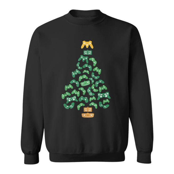 Video-Game Controller Christmas Tree Pajama Cool Xmas Gaming Sweatshirt