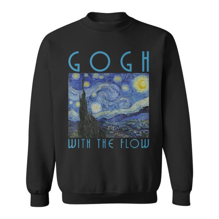 Vincent Van Gogh With The Flow Artist Humor Pun Sweatshirt