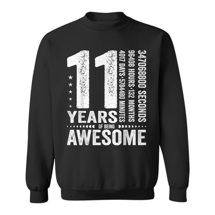 Vintage 11Th Birthday 132 Months 11 Years Old Being Awesome Sweatshirt