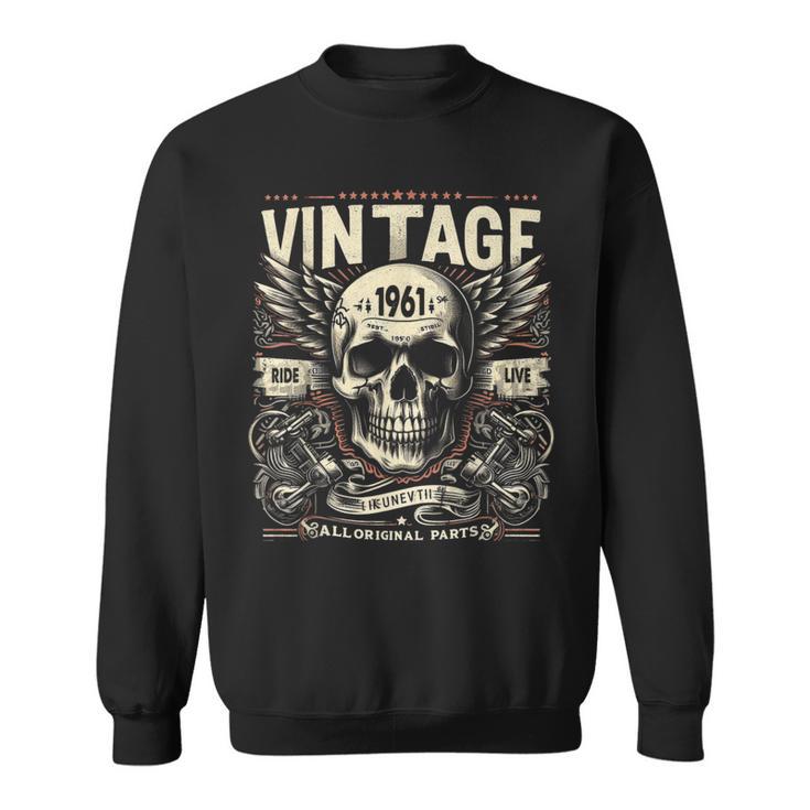 Vintage 1961 Geboren 1961 Geburtstag Totenkopf Biker Motorrad Sweatshirt