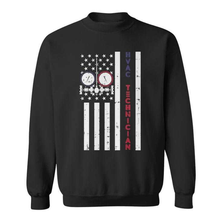 Vintage American Flag Hvac Technician Usa Hvac Tech Sweatshirt