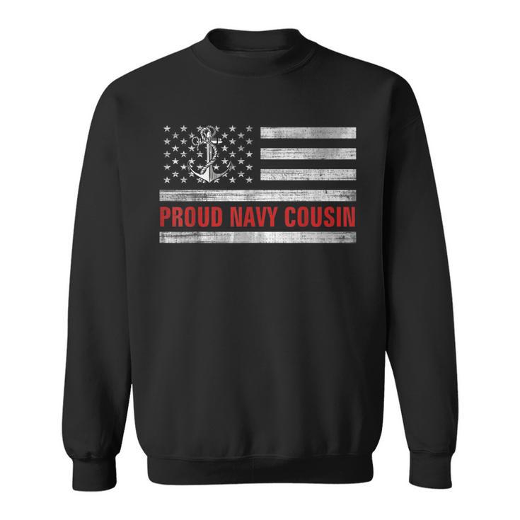 Vintage American Flag Proud Navy Cousin Veteran Day Sweatshirt