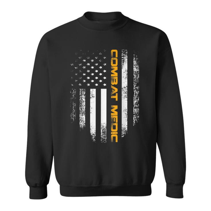 Vintage American Usa Flag Combat Medic Veteran Sweatshirt