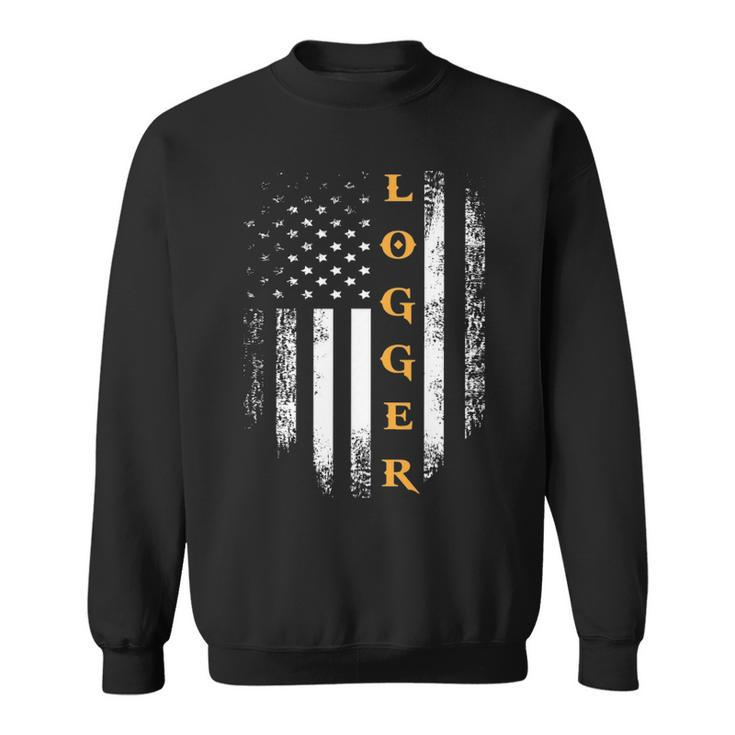 Vintage American Usa Flag Logger Carpenter Sweatshirt
