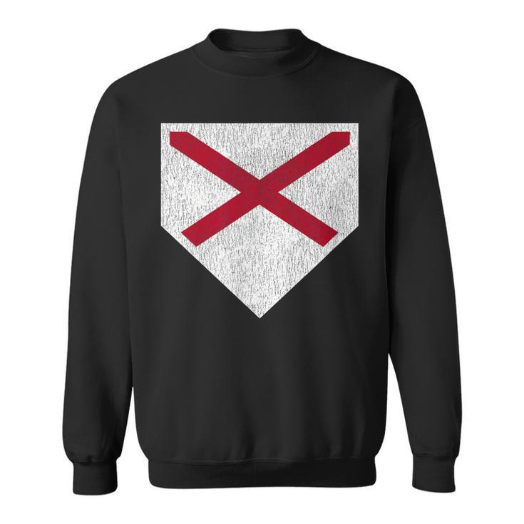 Vintage Baseball Home Plate With Alabama State Flag Sweatshirt