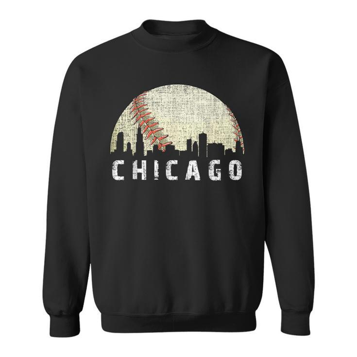 Vintage Chicago Skyline City Baseball Met At Gameday Sweatshirt