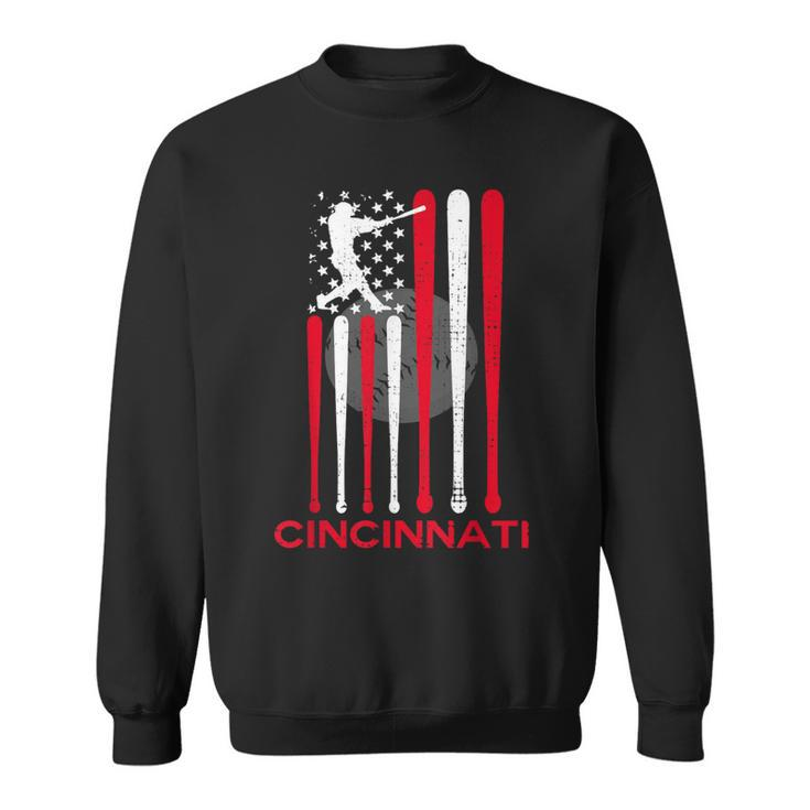 Vintage Cincinnati Baseball Soul American Us Flag Sweatshirt