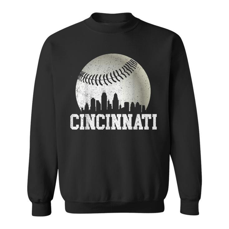 Vintage Cincinnati Skyline City Baseball Met At Gameday Sweatshirt