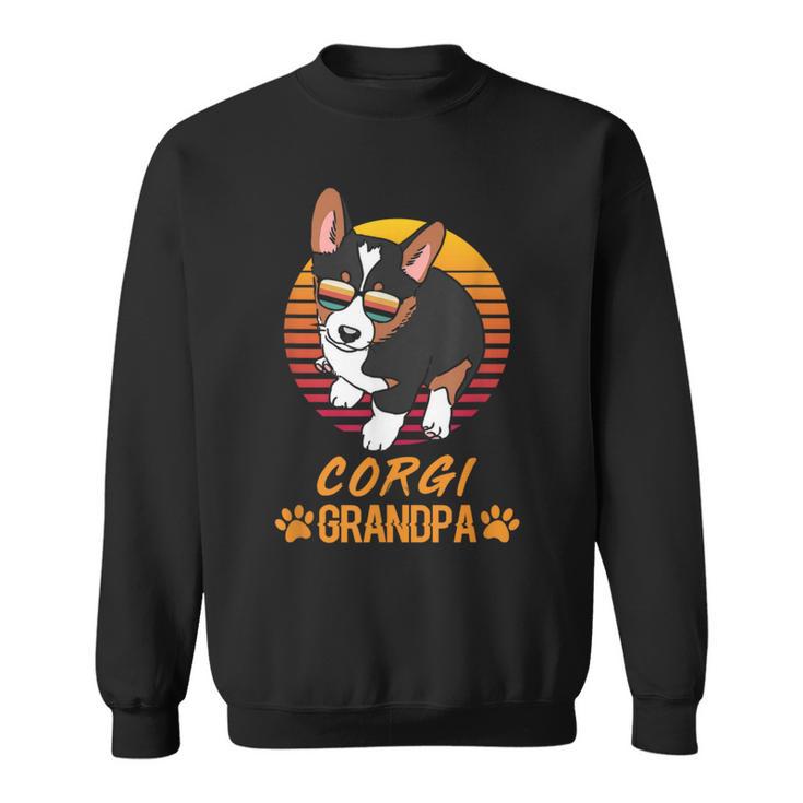 Vintage Cool Tricolor Corgi Dog Grandpa Paw Dad Fathers Day Sweatshirt