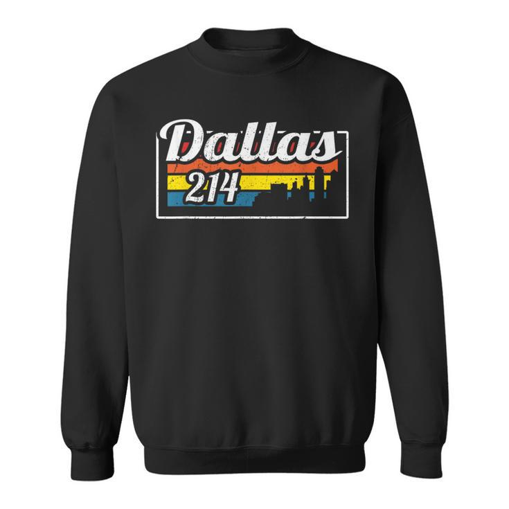 Vintage Dallas Skyline 214 State Of Texas Retro Sweatshirt