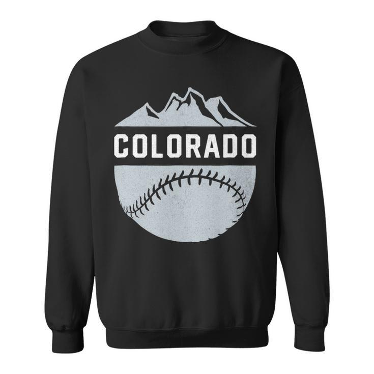 Vintage Denver Colorado Wilderness Skyline Baseball Sweatshirt