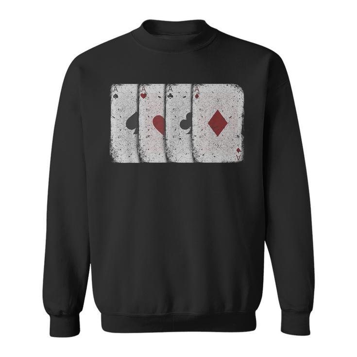 Vintage Distressed Four Aces Poker Playing Card Sweatshirt