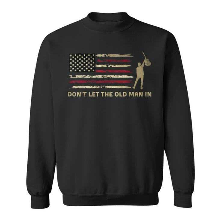 Vintage Don't Let The Old Man In American Flag Guitar Sweatshirt