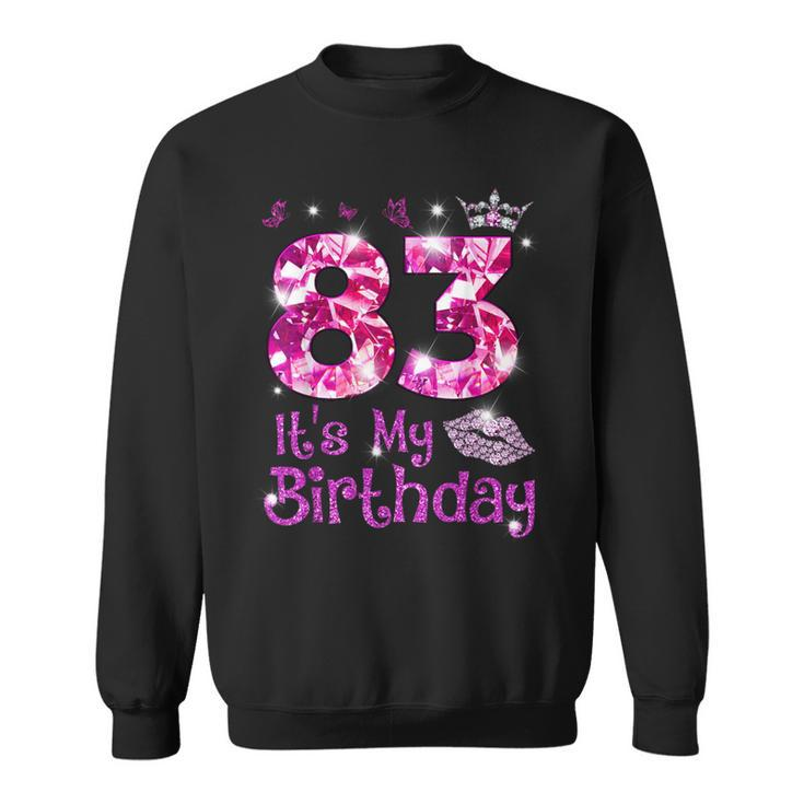Vintage Happy 83 It's My Birthday Crown Lips 83Rd Birthday Sweatshirt