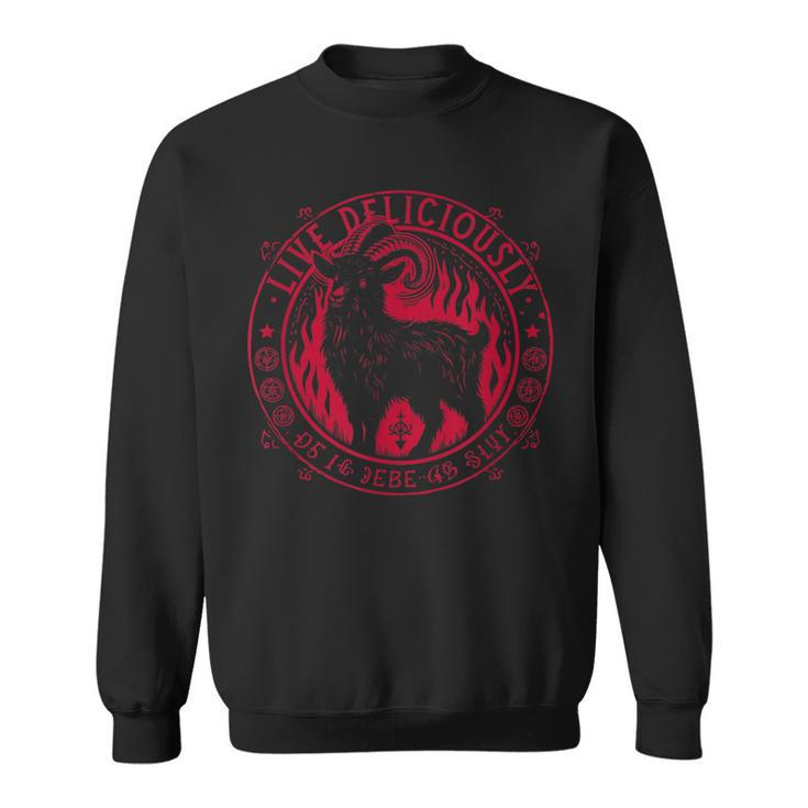 Vintage Live Deliciously Occult Goat Witch Sweatshirt