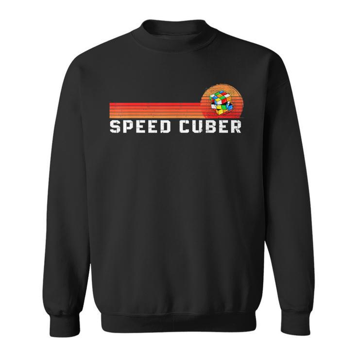 Vintage Math Cuber Heartbeat Speed Cubing Puzzle Lover Cube Sweatshirt