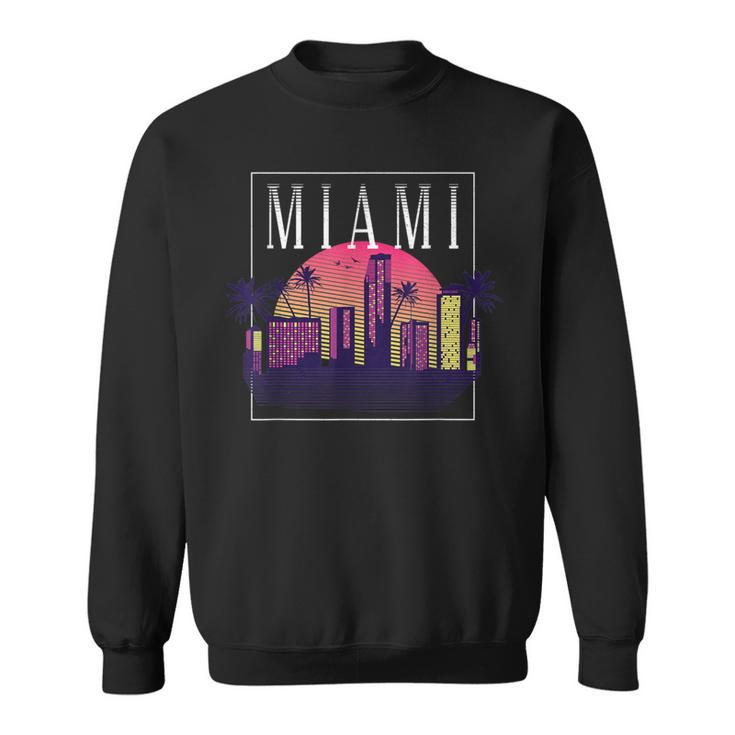 Vintage Miami Florida Cityscape Retro Graphic Sweatshirt