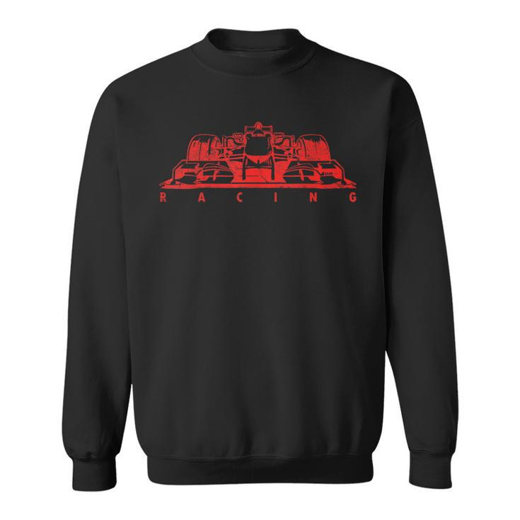 Vintage Red Formula Racing Lovers Silhouette Race Car Fan Sweatshirt