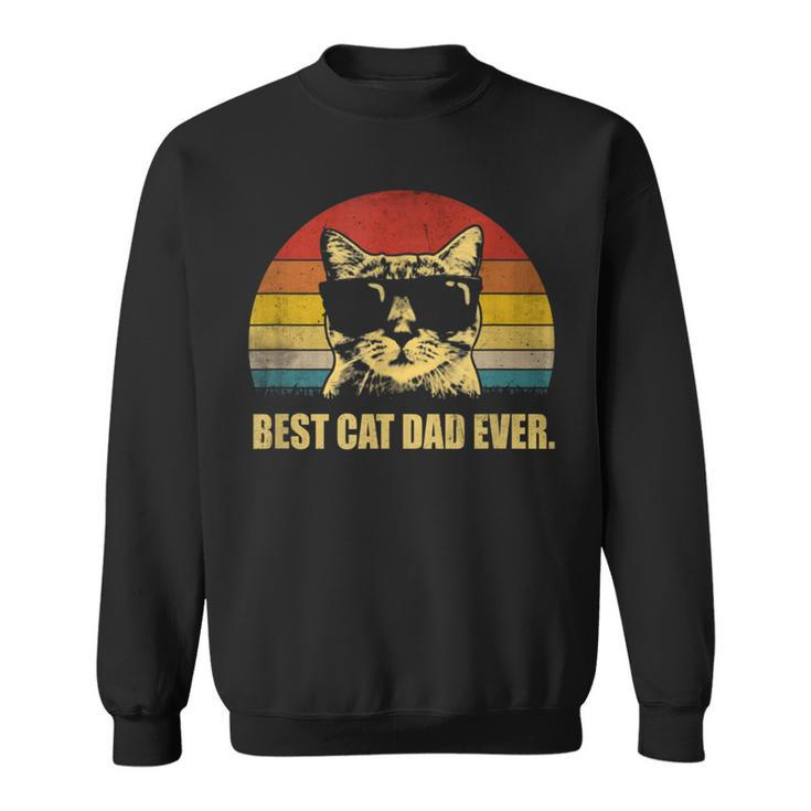 Vintage Retro Best Cat Dad Ever Bump Fit Father's Day Sweatshirt